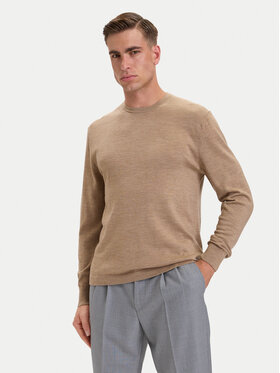 Calvin Klein Calvin Klein Sweter LV04LB305G Beżowy ciemny Regular Fit