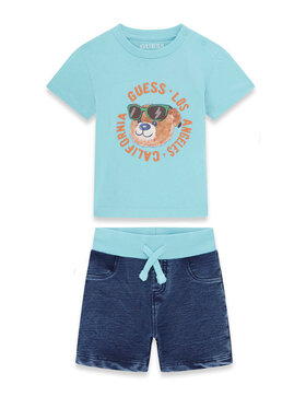 Guess Guess Komplet t-shirt i spodenki I6GG05 K8HM4 Turkusowy Regular Fit