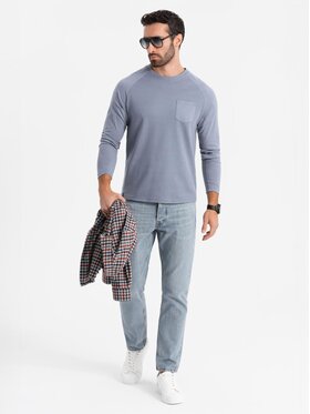 Ombre Ombre Longsleeve OM-LSCL-0109 Niebieski jasny Regular Fit