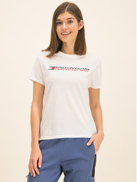 Tommy Sport Tommy Sport Тишърт Tee Logo S10S100061 Бял Regular Fit