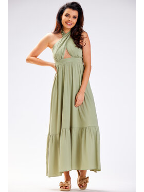 Awama Awama Sukienka letnia A583 Zielony Basic Fit