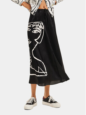 Desigual Desigual Midi svārki 23WWFW05 Melns Regular Fit