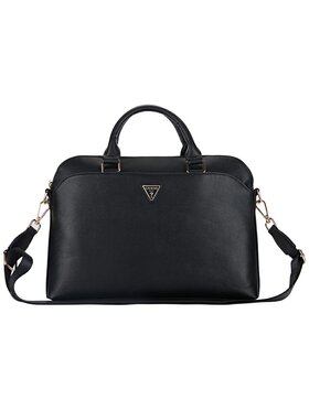 Guess Guess Torba na laptopa Grained Zipper Pocket Triangle Logo Czarny