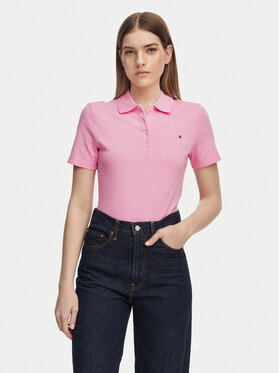 Tommy Hilfiger Tommy Hilfiger Тениска с яка и копчета 1985 WW0WW43225 Светлорозов Slim Fit