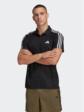 adidas adidas Polo marškinėliai Train Essentials Piqué 3-Stripes Training Polo Shirt IB8107 Juoda Regular Fit