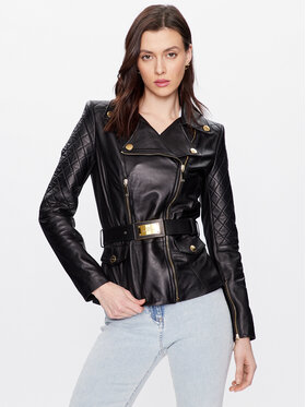 Elisabetta Franchi Elisabetta Franchi Kurtka skórzana GD-26Z-31E2-V950 Czarny Regular Fit