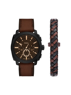 Fossil Fossil Set sata i narukvice Machine Chronograph FS6102SET Smeđa