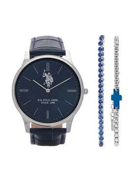 U.S. Polo Assn. U.S. Polo Assn. Комплект часовник и гривна USP6453TW Тъмносин