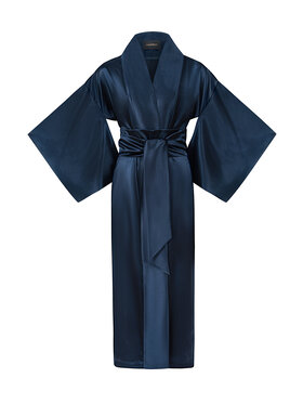HAWROT HAWROT Kimono Jedwabne granatowe kimono Granatowy Oversize