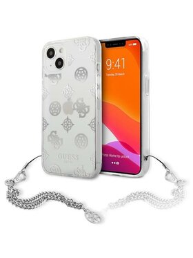 Guess Guess Etui na telefon Peony Chain Handle Srebrny