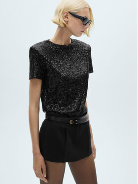 Mango Mango Bluzka Xsaturno 77009083 Czarny Regular Fit