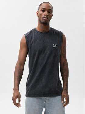 Jigga Wear Jigga Wear Tank top Na siłownie sprana acid wash trening 132141 Czarny Regular Fit