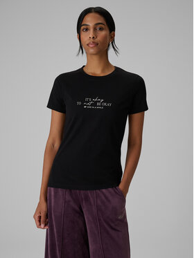 4F 4F T-Shirt SELF LOVE Czarny Slim Fit