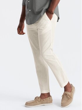 Ombre Ombre Kalhoty z materiálu OM-PACP-0198 Écru Chino Fit