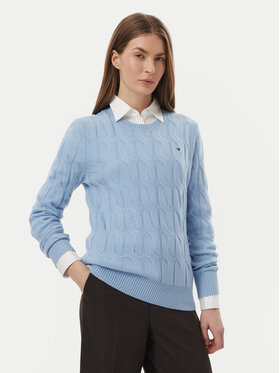 Tommy Hilfiger Tommy Hilfiger Pulover WW0WW43586 Svetlo modra Regular Fit