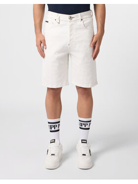 PHILIPP PLEIN PHILIPP PLEIN Szorty jeansowe 30593 Biały Loose Fit