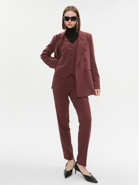 DKNY Hlače Iz Tkanine UG3PX312 Bordo Rdeča Regular Fit