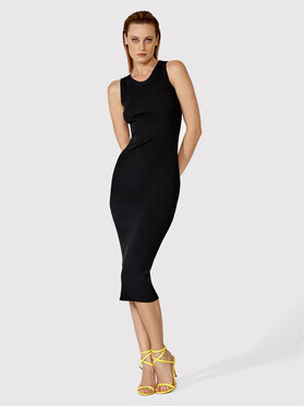 Simple Simple Φόρεμα καλοκαιρινό SUD011 Μαύρο Slim Fit