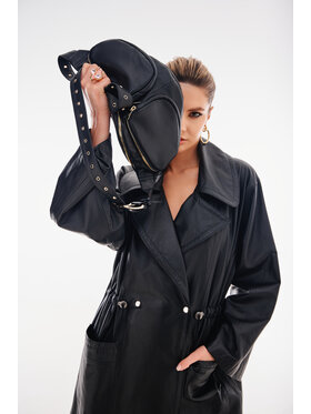 Mimika Mimika Płaszcz przejściowy Veridis Quo płaszcz oversize z regulacją w talii Czarny Oversize