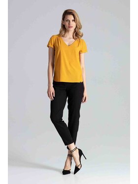 FIGL FIGL Bluzka M665 Żółty Regular Fit