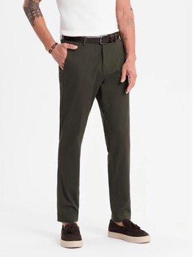 Ombre Ombre Spodnie materiałowe OM-PACP-0184 Zielony Regular Fit