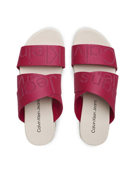 Calvin Klein Jeans Natikači Flatform Sandal Webbing YW0YW00966 Roza