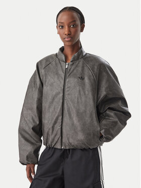 adidas adidas Ādas imitācijas jaka Sst Cropped KT4240 Tumši pelēka Regular Fit
