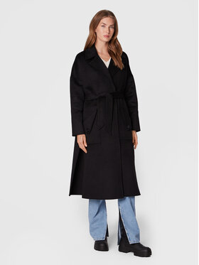 Silvian Heach Silvian Heach Vlněný kabát PGA22199CP Černá Oversize