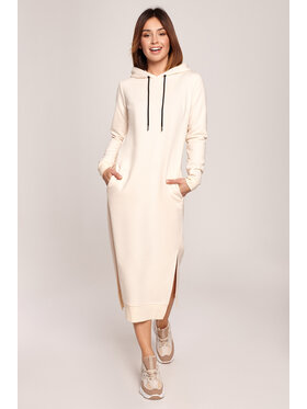 BeWear BeWear Sukienka dzianinowa B197 Biały Easy Fit