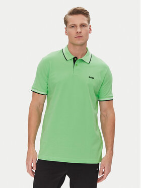 BOSS BOSS Тениска с яка и копчета Paul 50506193 Зелен Slim Fit
