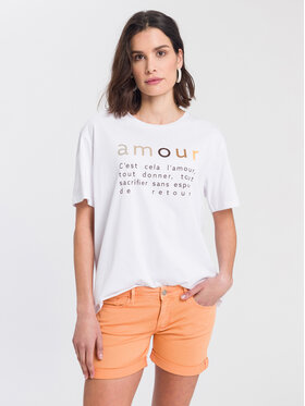 Cross Jeans Cross Jeans T-Shirt 55937-008 Biały Oversize