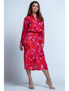 Fobya Fobya Sukienka koszulowa F1694 Czerwony Regular Fit