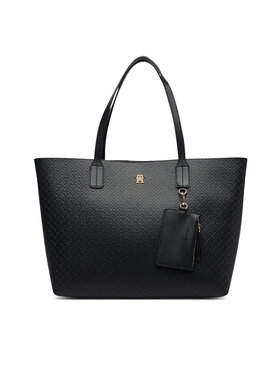 Tommy Hilfiger Tommy Hilfiger Torebka Th Icon Tote Mono AW0AW19004 Czarny
