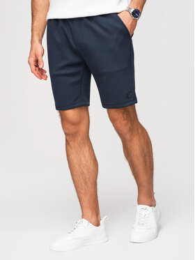 Ombre Ombre Szorty materiałowe OM-SRBC-0153 Granatowy Regular Fit