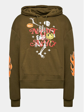 Night Addict Night Addict Džemperis MSS-NA516FLAMES Žalia Regular Fit