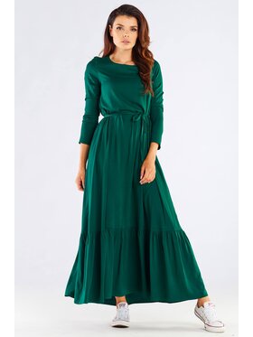Awama Awama Sukienka letnia A455 Zielony Basic Fit
