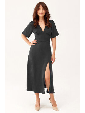 Lunedi Lunedi Sukienka codzienna Romatica Maxi z Tancelu i Wiskozy Black Czarny Regular Fit