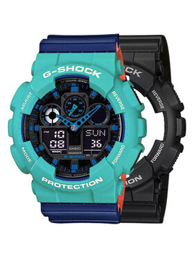 Casio Casio Zegarek SET GA-100-1A2ER + BEZEL 10410475 + PASEK 10527467 Niebieski