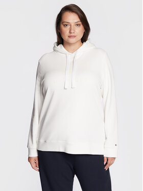 Tommy Hilfiger Curve Tommy Hilfiger Curve Суитшърт Flock Logo WW0WW32822 Бял Regular Fit