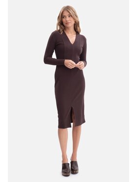 BeWear BeWear Sukienka dzianinowa b307 Brązowy Baggy Fit