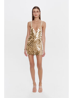 RÊVER DE MOI RÊVER DE MOI Sukienka GYPSY GOLD DRESS Złoty Slim Fit