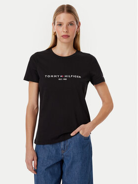 Tommy Hilfiger Tommy Hilfiger Póló Heritage C-Nk WW0WW31999 Fekete Regular Fit