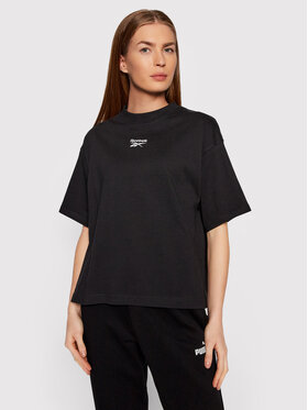 Reebok Reebok Marškinėliai Cl Pf Sm HB8634 Juoda Oversize