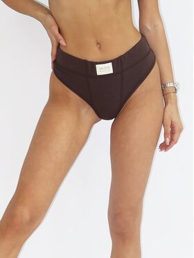 MissDenim MissDenim Figi brazylijskie z wysokim stanem Brazilian Panties Brązowy