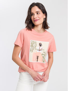 Cross Jeans Cross Jeans T-Shirt 55918-303 Pomarańczowy Regular Fit