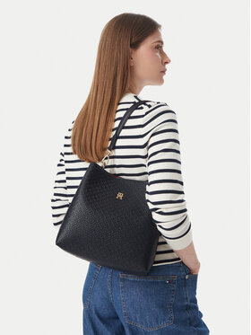 Tommy Hilfiger Tommy Hilfiger Torebka Th Icon Shoulder Bag Mono AW0AW19000 Granatowy
