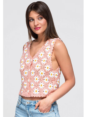 Ombre Ombre Bluzka OW-TS-E0047 Różowy Loose Fit