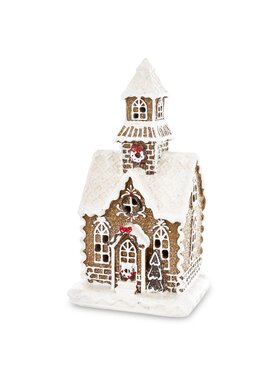 MIAhome MIAhome Figurka Dekoracja domek z piernika LED 22x12x10,5 cm z wieżyczką Kolorowy