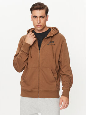 New Balance New Balance Majica dugih rukava Essentials Stacked Logo French Terry Jacket MJ31536 Smeđa Regular Fit
