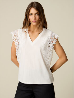 Oltre Oltre T-Shirt G01AJ004676N011 Biały Regular Fit
